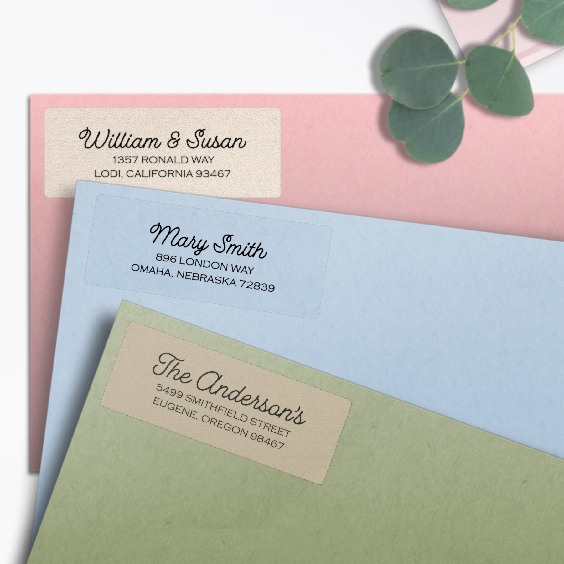Monoline Cursive Return Address Labels on Evelopes