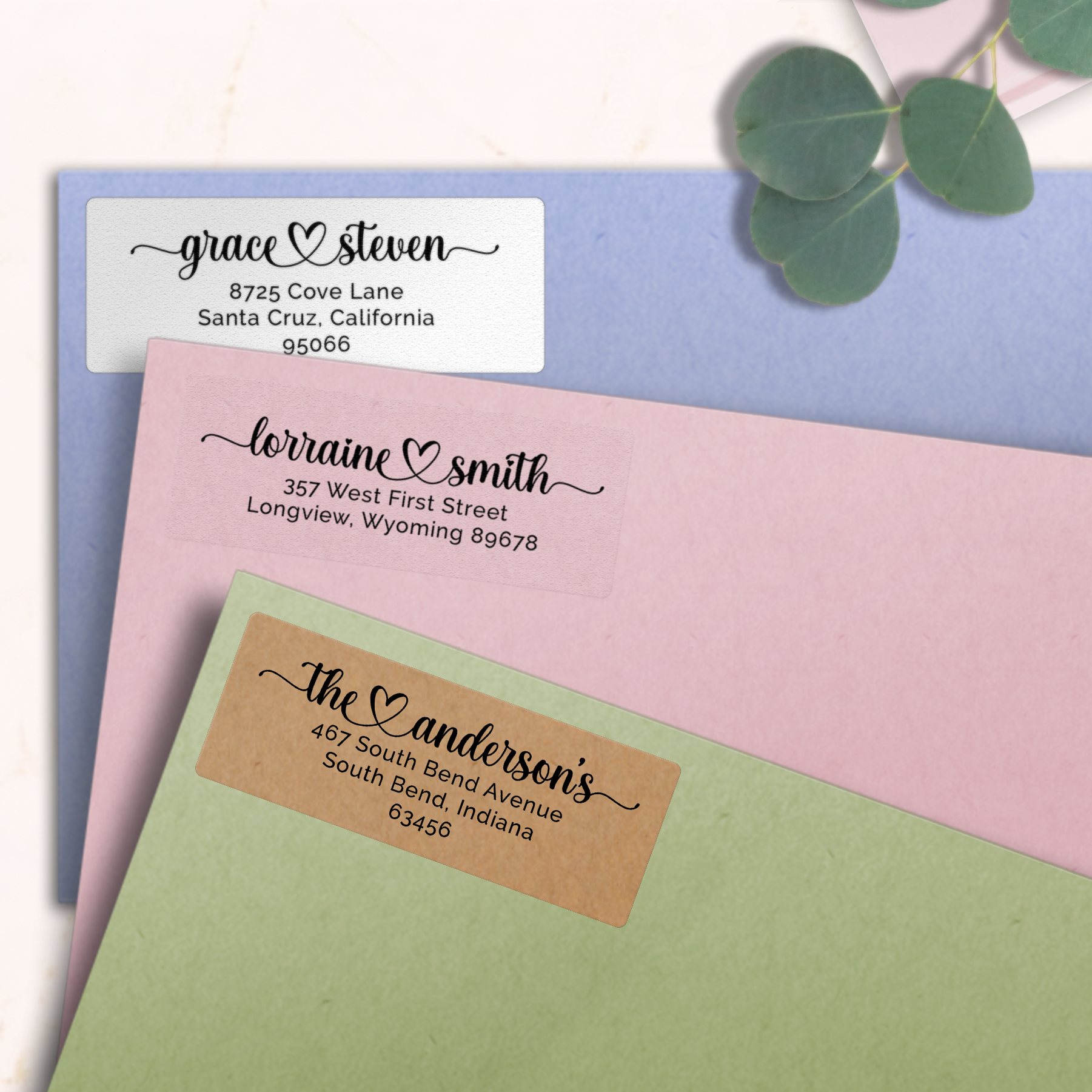 Elegant Flourish Heart Return Address Labels on Evelopes