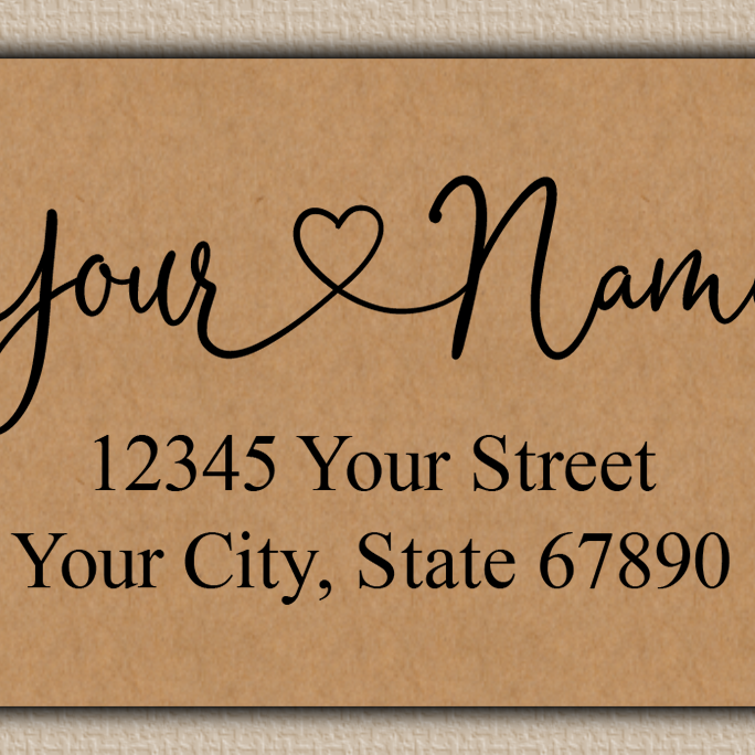 Brown Graceful Heart Script Return Address Labels