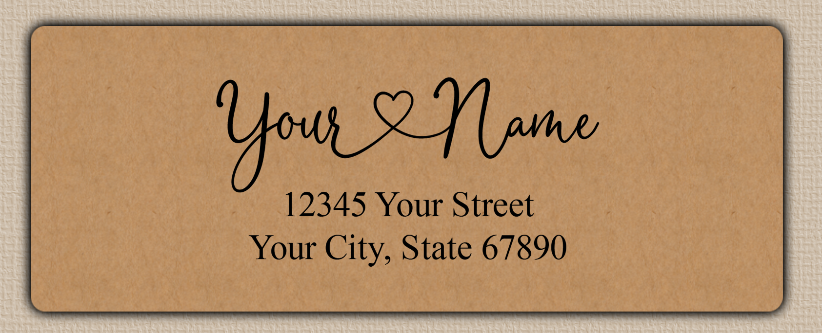 Brown Graceful Heart Script Return Address Labels