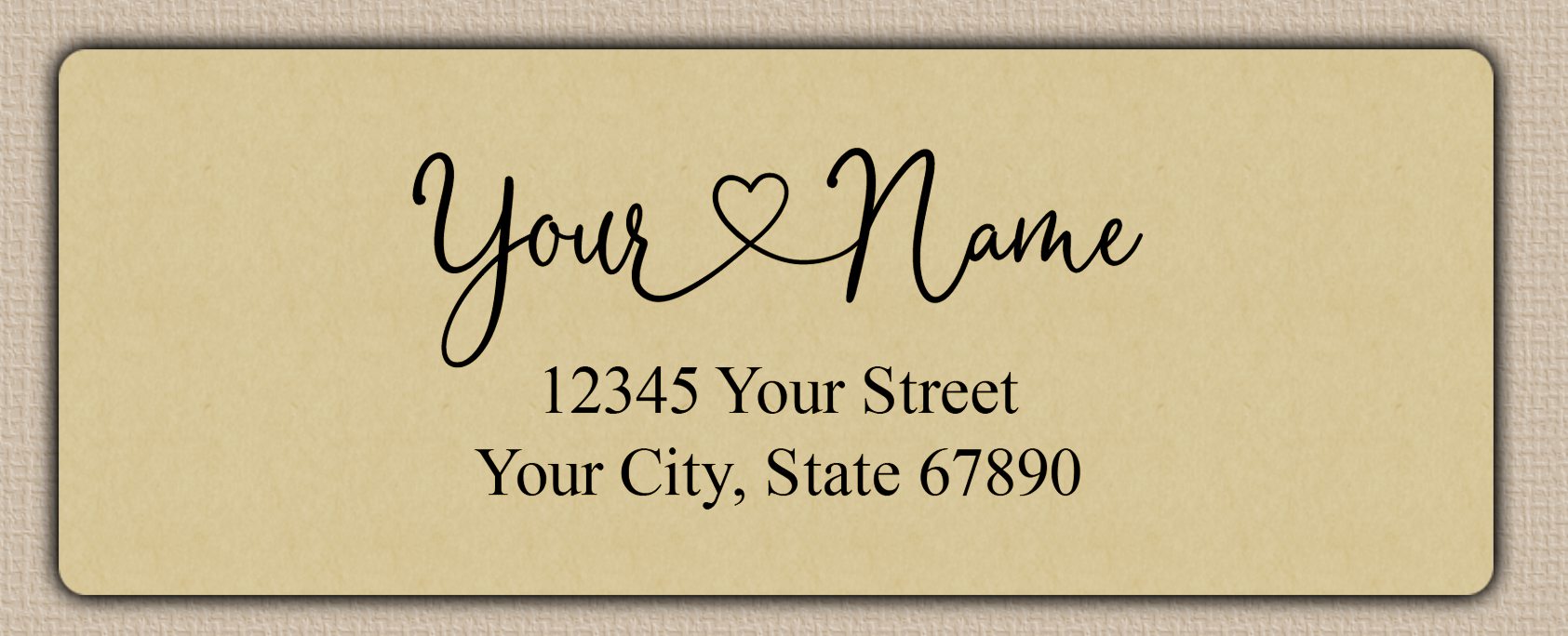Ecru Graceful Heart Script Return Address Labels