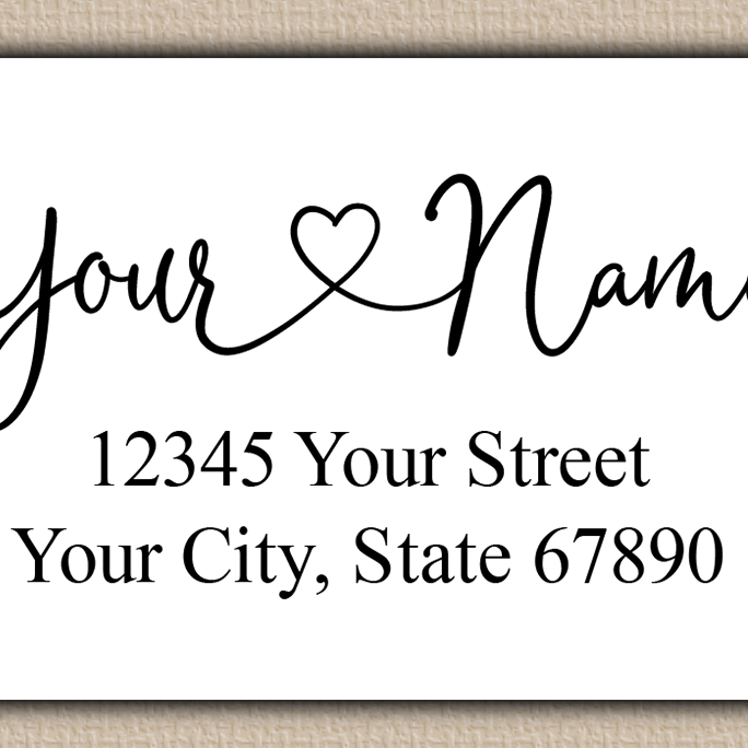 White Graceful Heart Script Return Address Labels