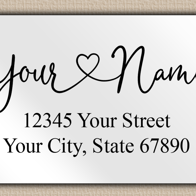 White Glossy Graceful Heart Script Return Address Labels