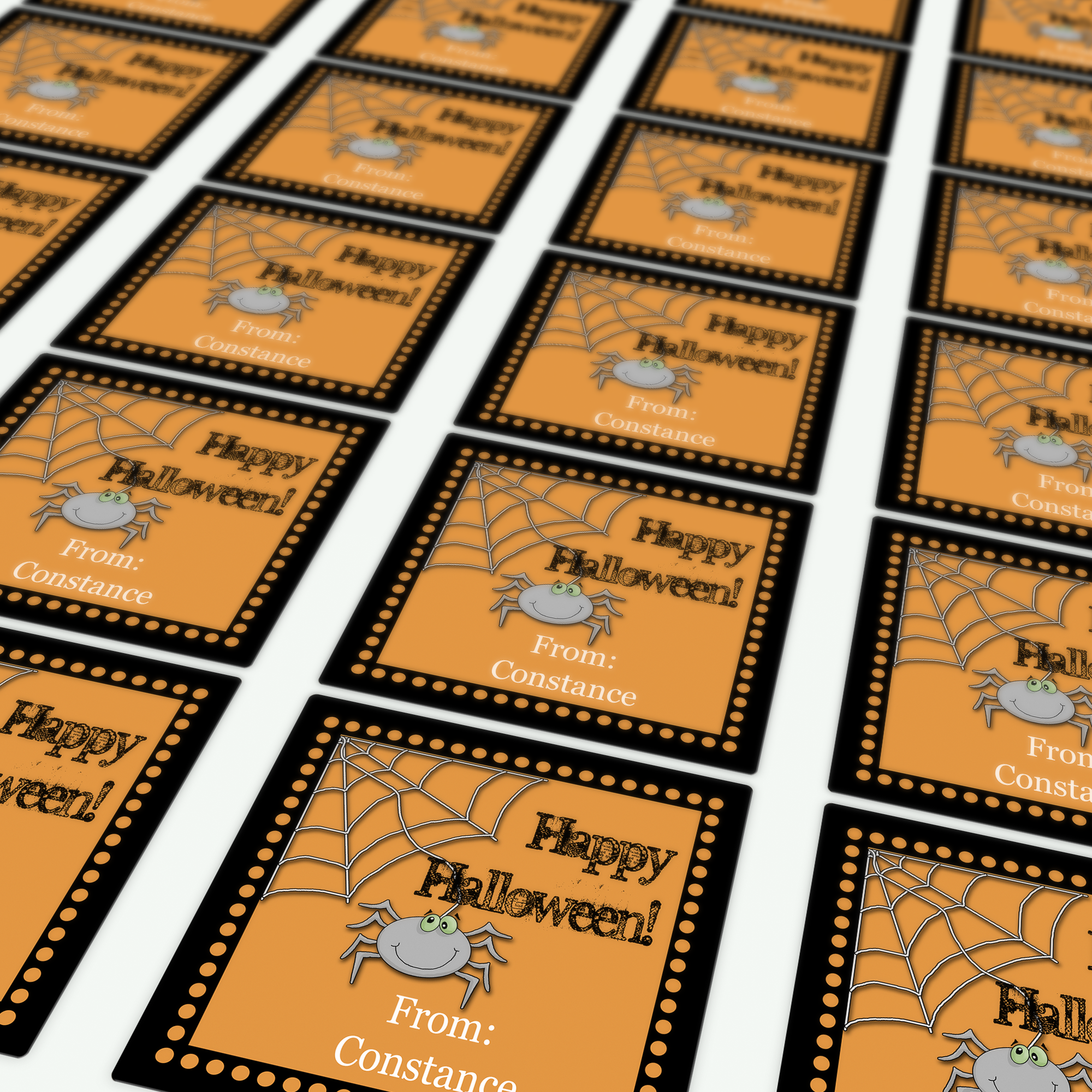 Sheet of Spider Web Halloween Square Stickers