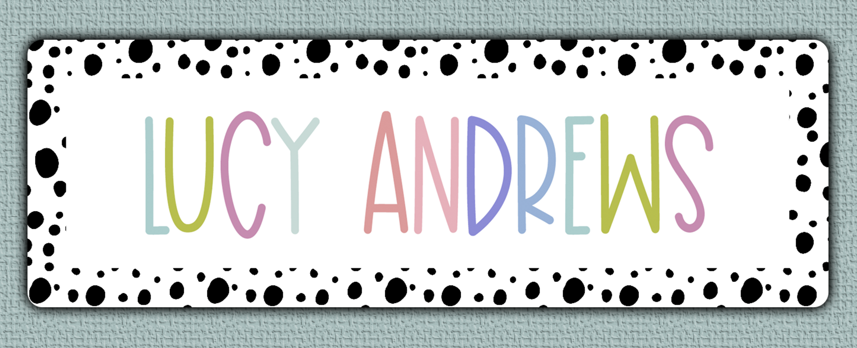 Spotted Border Name Stickers - no text on top option