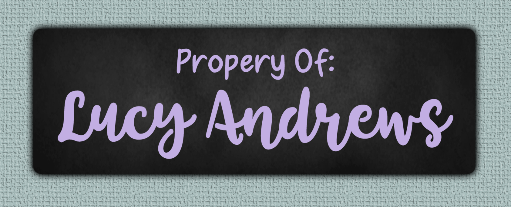 Purple Chalkboard Name Stickers - Property Of sticker