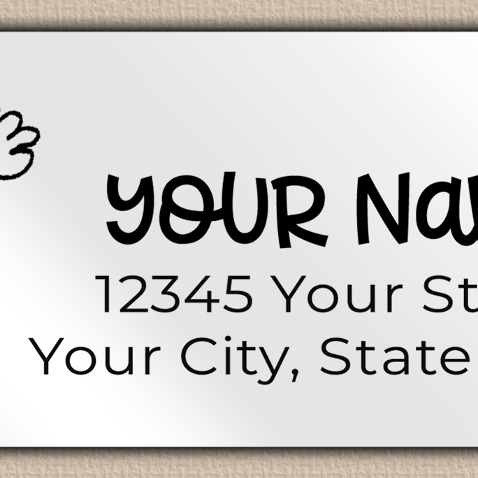 White Glossy Rustic Line Art Flowers Return Address Labels