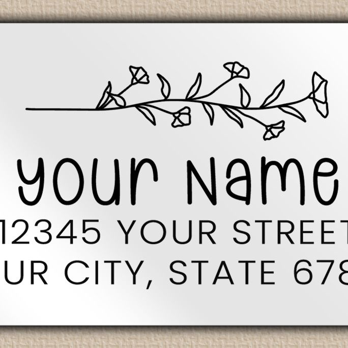 White Glossy Morning Glory Line Art Return Address Labels