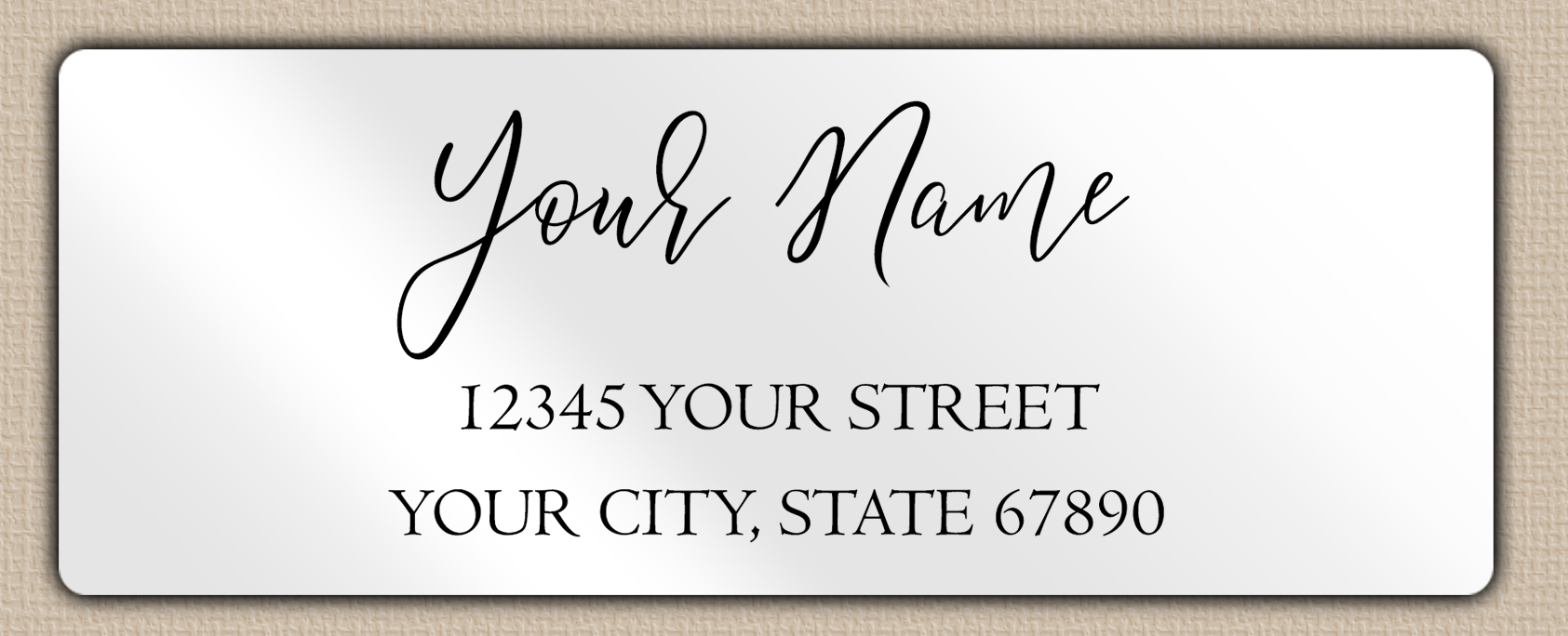 White Glossy Elegant Flowing Script Return Address Labels