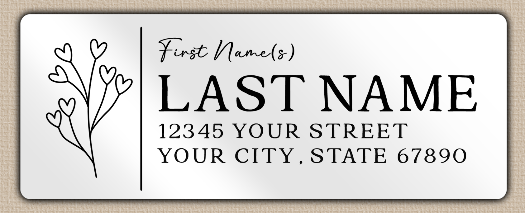 White Glossy Heart Flowers Bouquet Line Art Return Address Labels