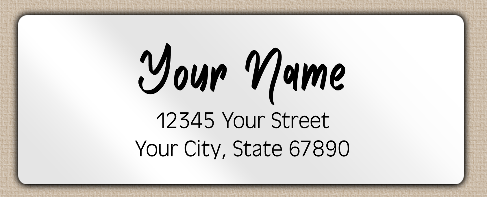 White Glossy Modern Bold Brush Script Return Address Labels