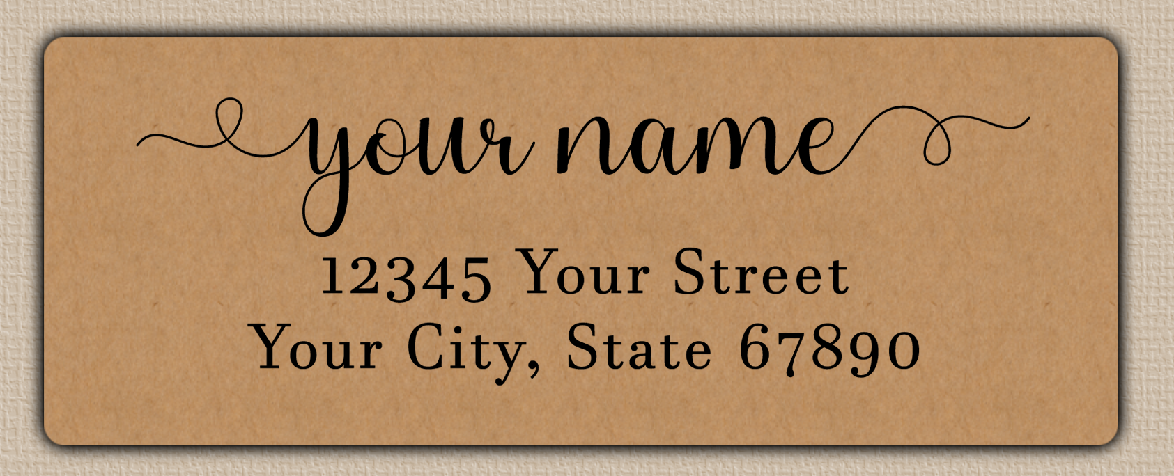 Brown Bold Flourish Script Return Address Labels
