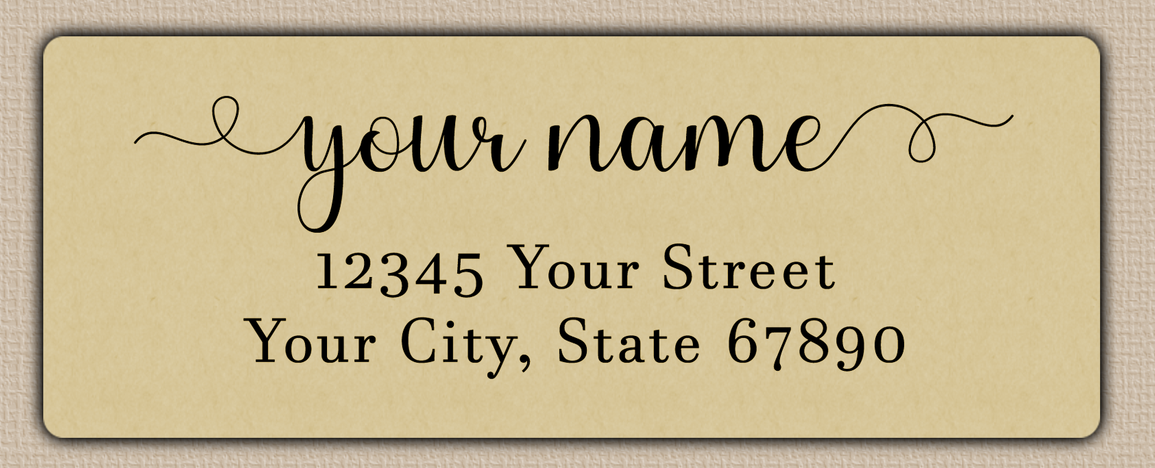 Ecru Bold Flourish Script Return Address Labels
