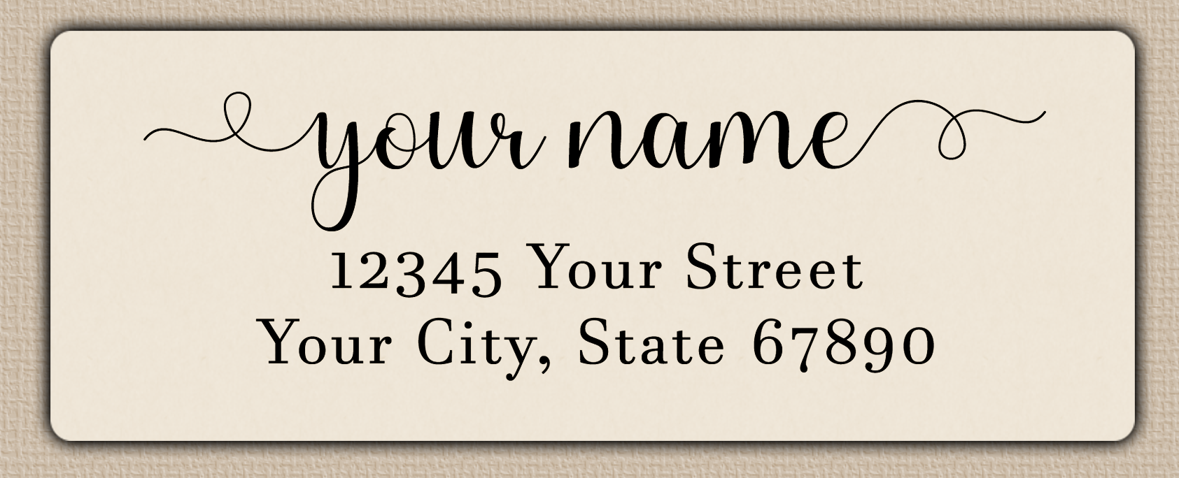 Ivory Bold Flourish Script Return Address Labels
