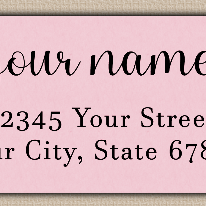 Pink Bold Flourish Script Return Address Labels