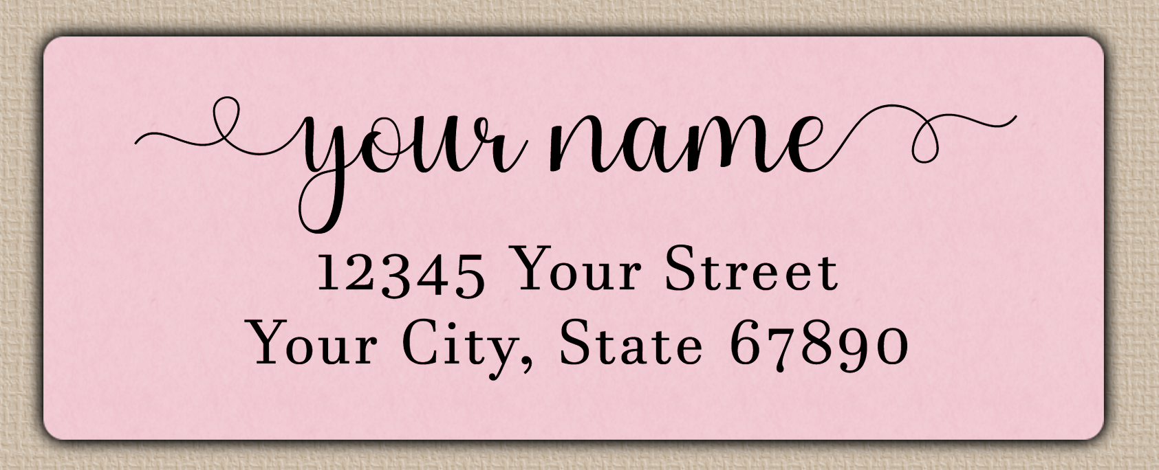 Pink Bold Flourish Script Return Address Labels