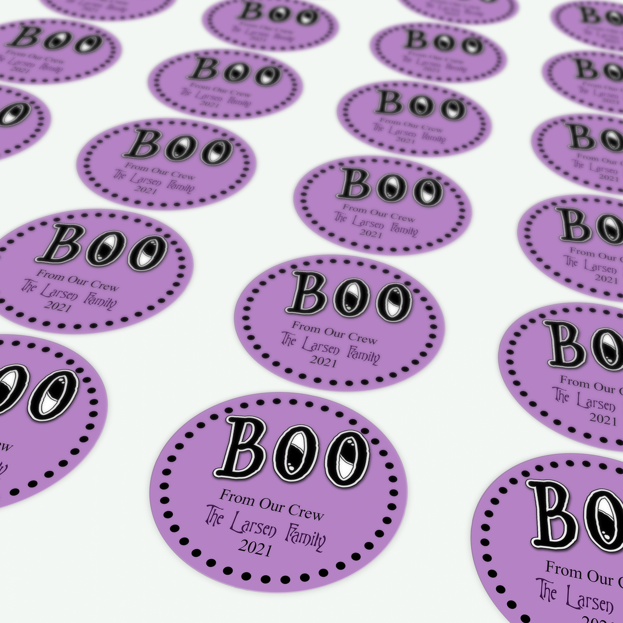 Sheet of BOO Halloween stickers