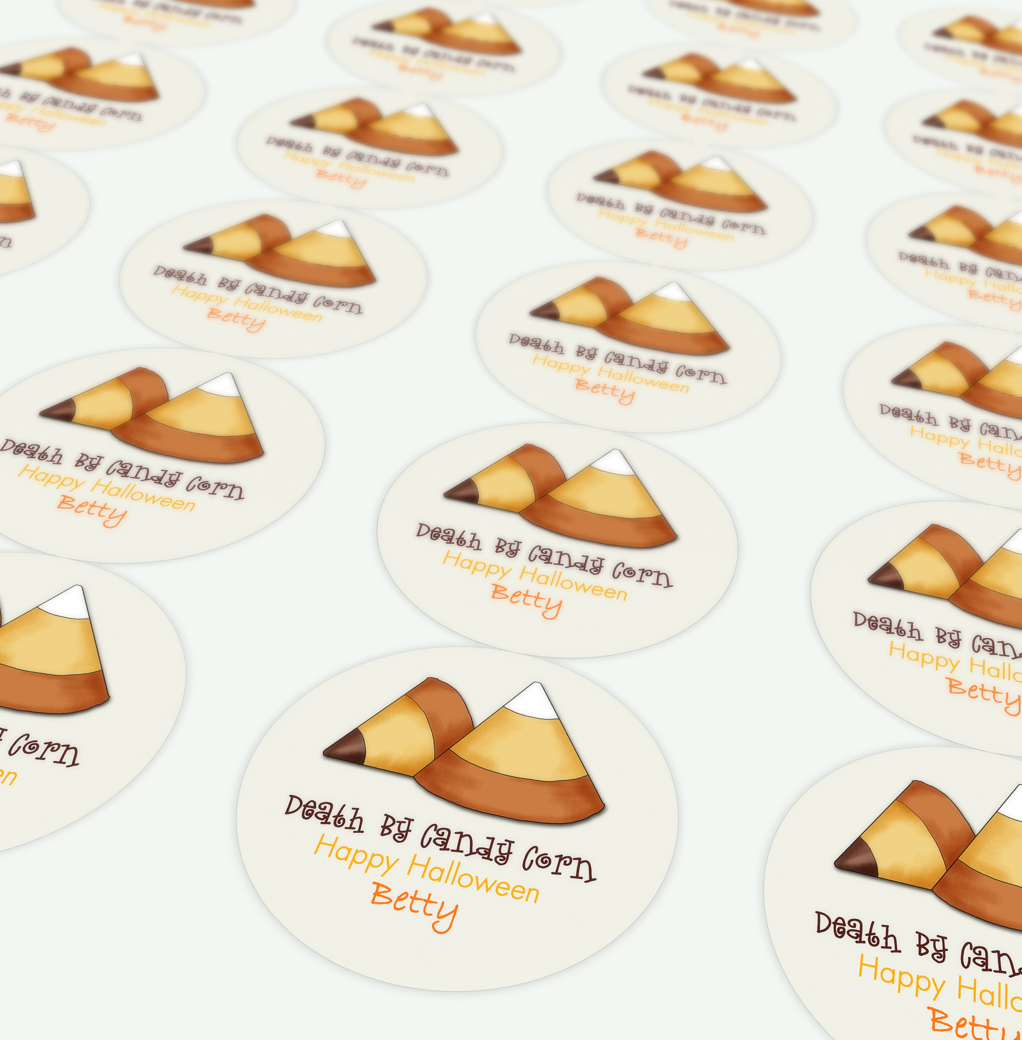 Sheet of Candy Corn Halloween Round Stickers