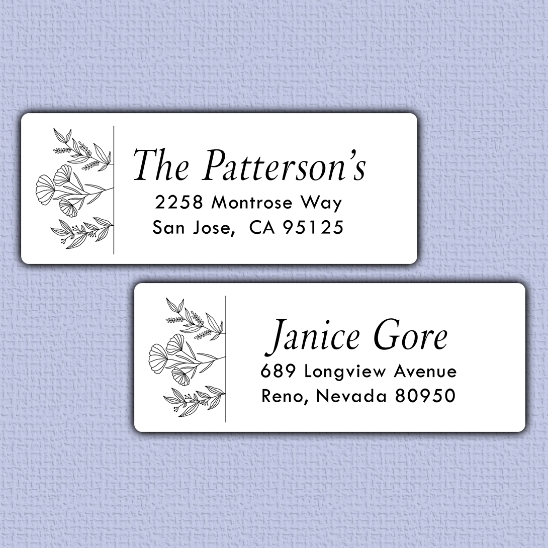 Wildflowers Line Art Return Address Labels