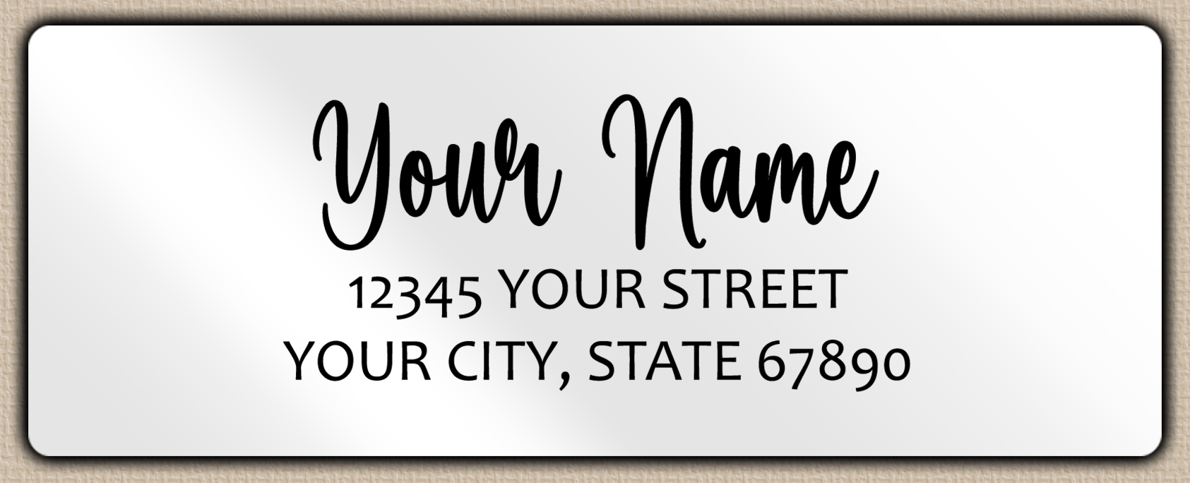 White Glossy Charming Bouncy Script ReturnAddress Labels