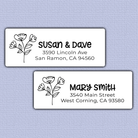 Rustic Line Art Flowers Return Address Labels