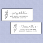 Heart Line Art Flower Return Address Labels
