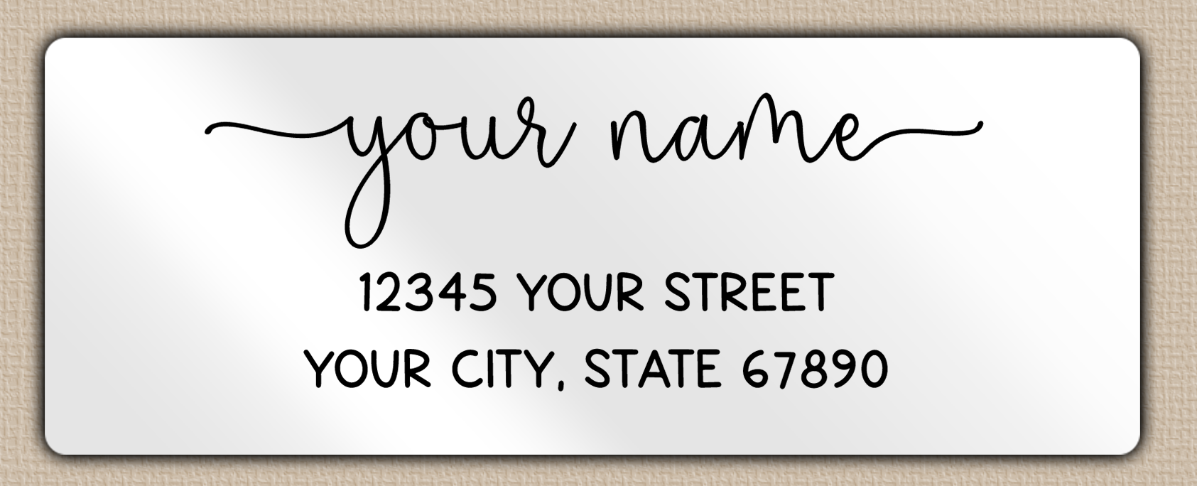 White Glossy Whimsical Monoline Script Return Address Labels