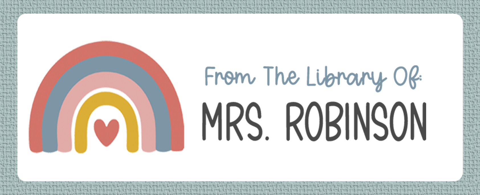 From The Library Of Colorful Boho Rainbow name sticker