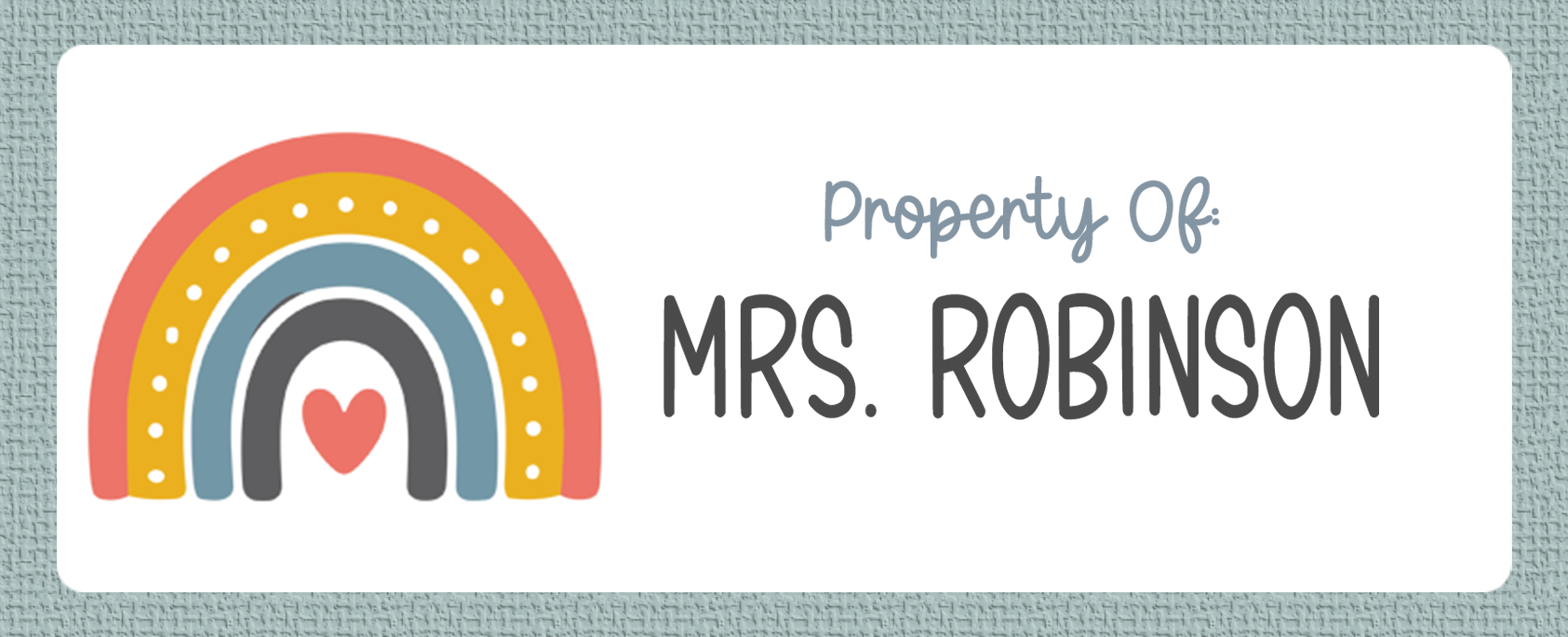 Property Of Colorful Boho Rainbow name sticker