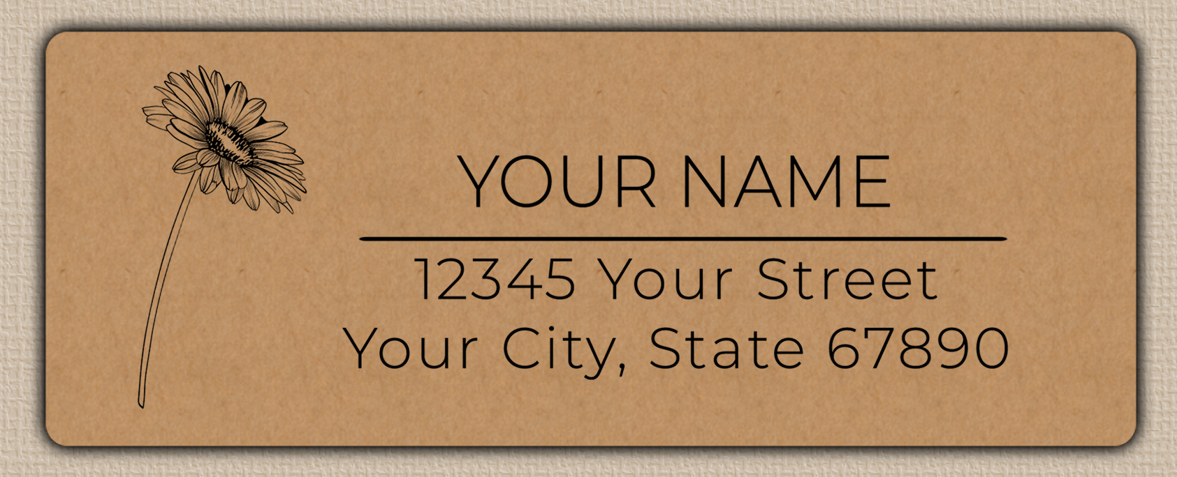 Brown Gerber Daisy Line Art Return Address Labels