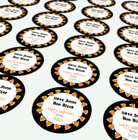 Sheet of round candy corn border stickers