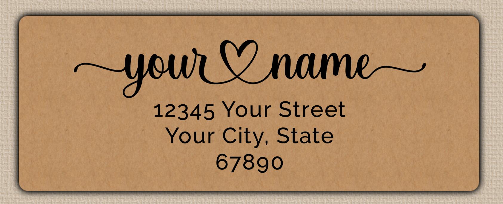 Brown Elegant Flourish Heart Return Address Labels