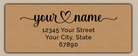 Brown Elegant Flourish Heart Return Address Labels