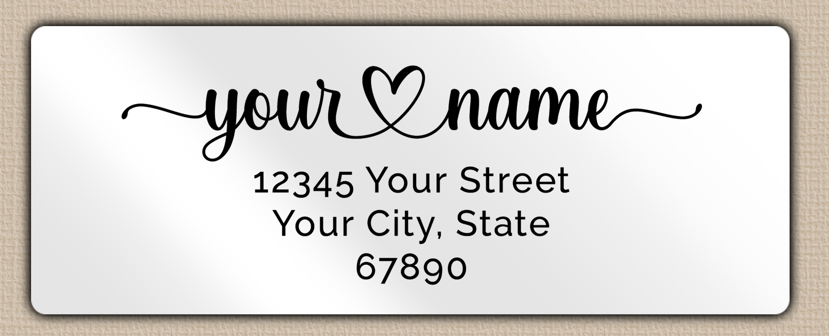 White Glossy Elegant Flourish Heart Return Address Labels