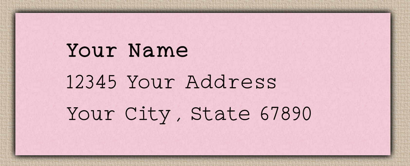 Pink Minimalist Typewriter Return Address Labels
