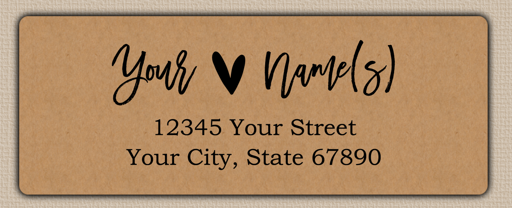 Brown Brush Script Heart Return Address Labels