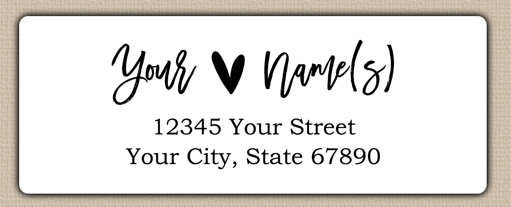 White Brush Script Heart Return Address Labels