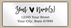 White Glossy Brush Script Heart Return Address Labels