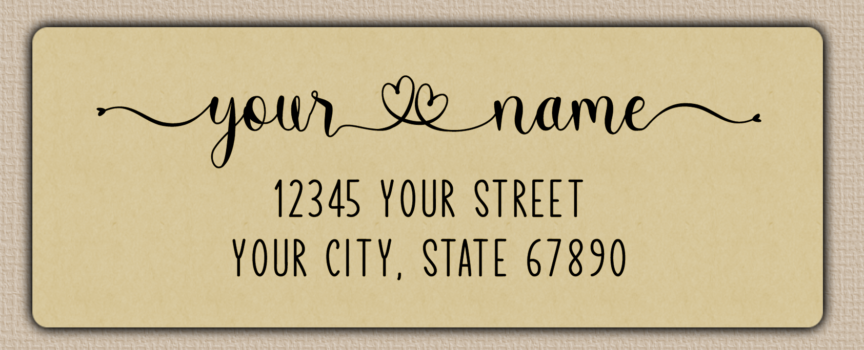 Ecru Double Heart Swash Return Address Labels