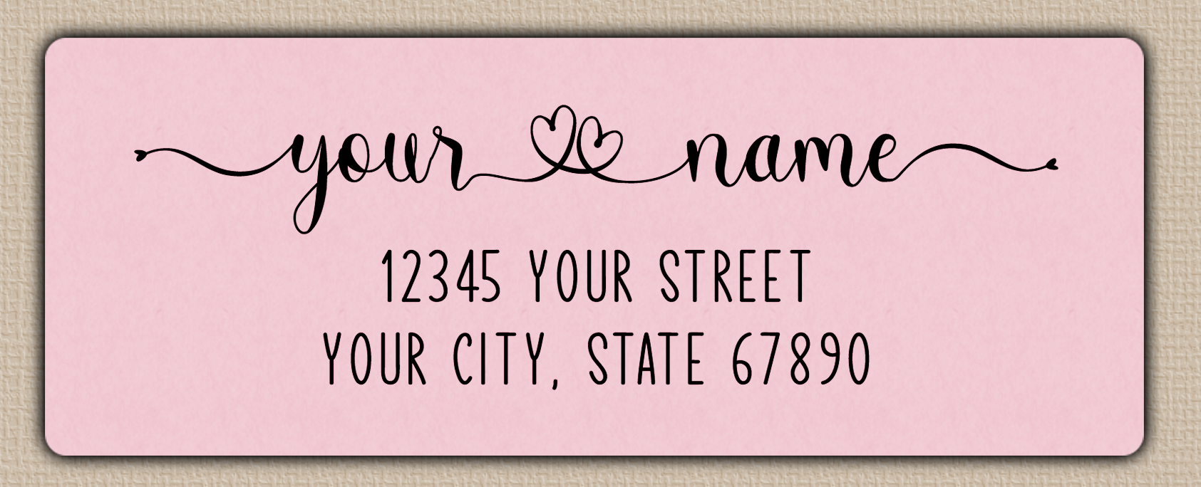 Pink Double Heart Swash Return Address Labels