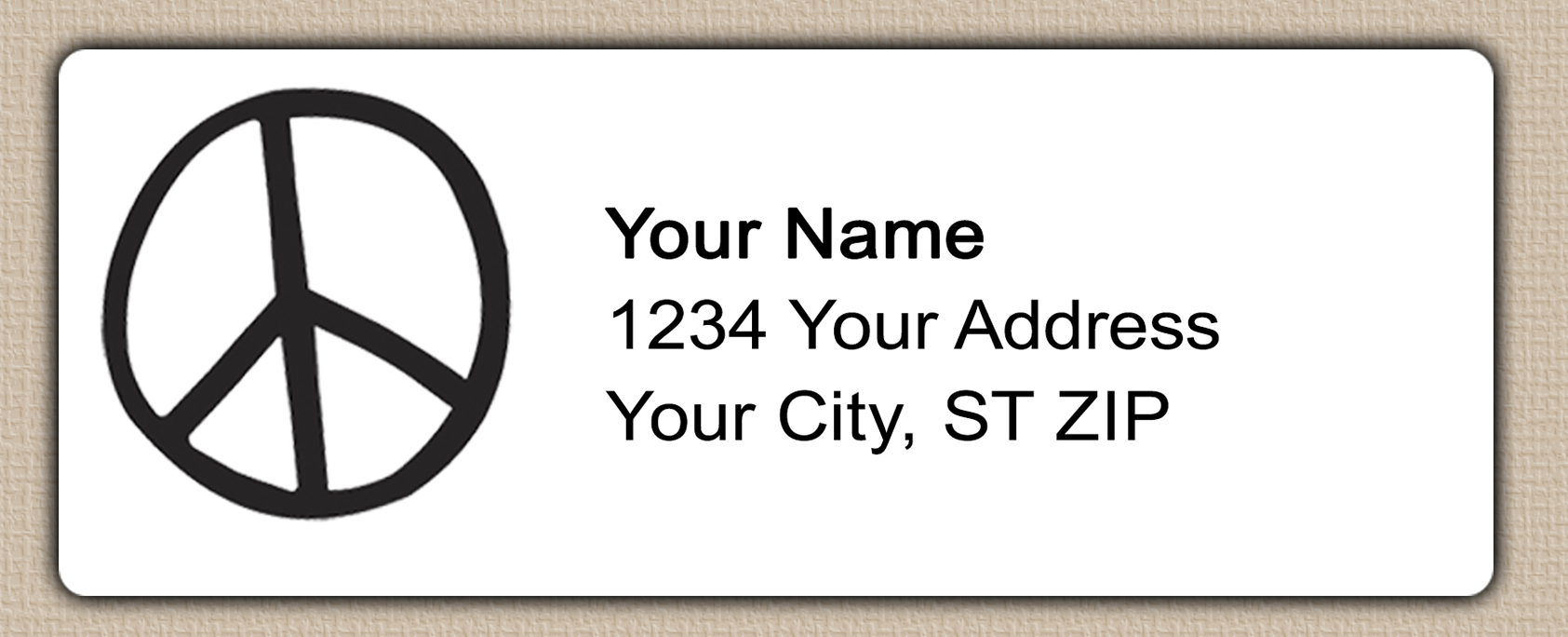 White Simple Peace Sign Return Address Labels