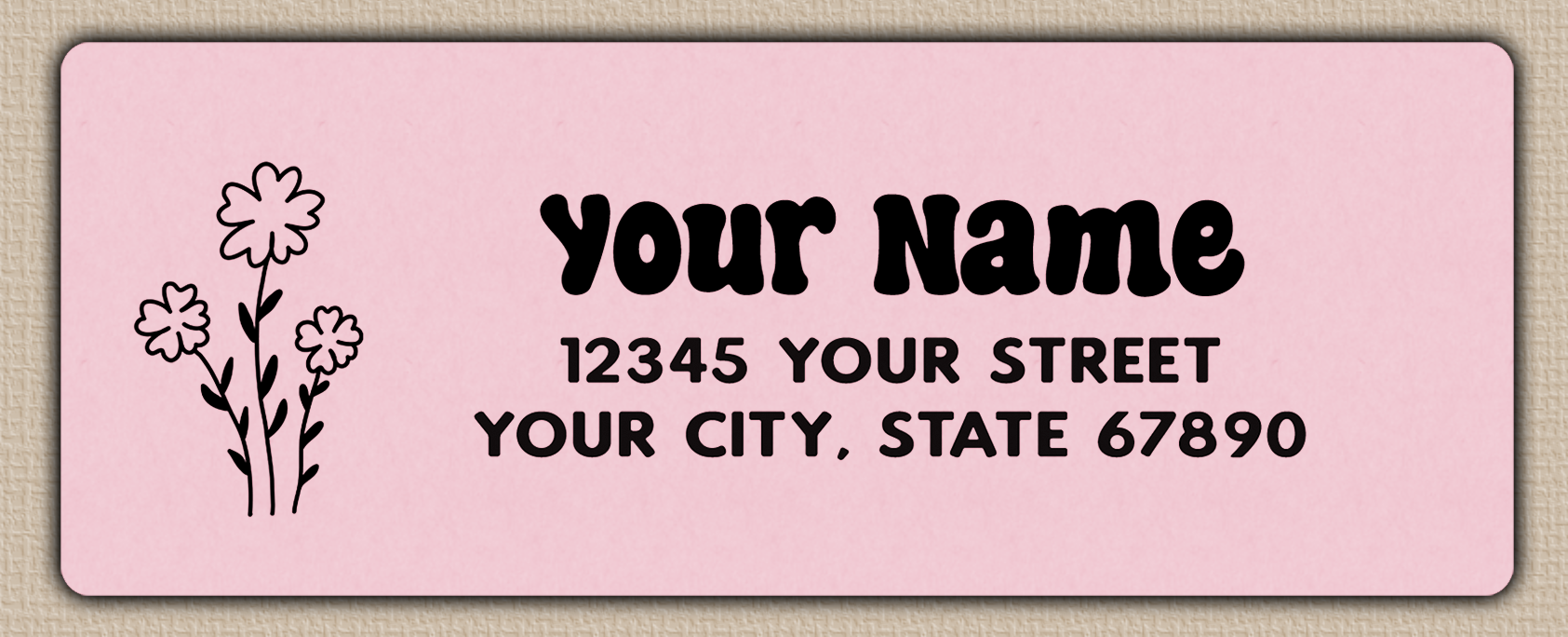 Pink Simple Line Art Flower Return Address Labels