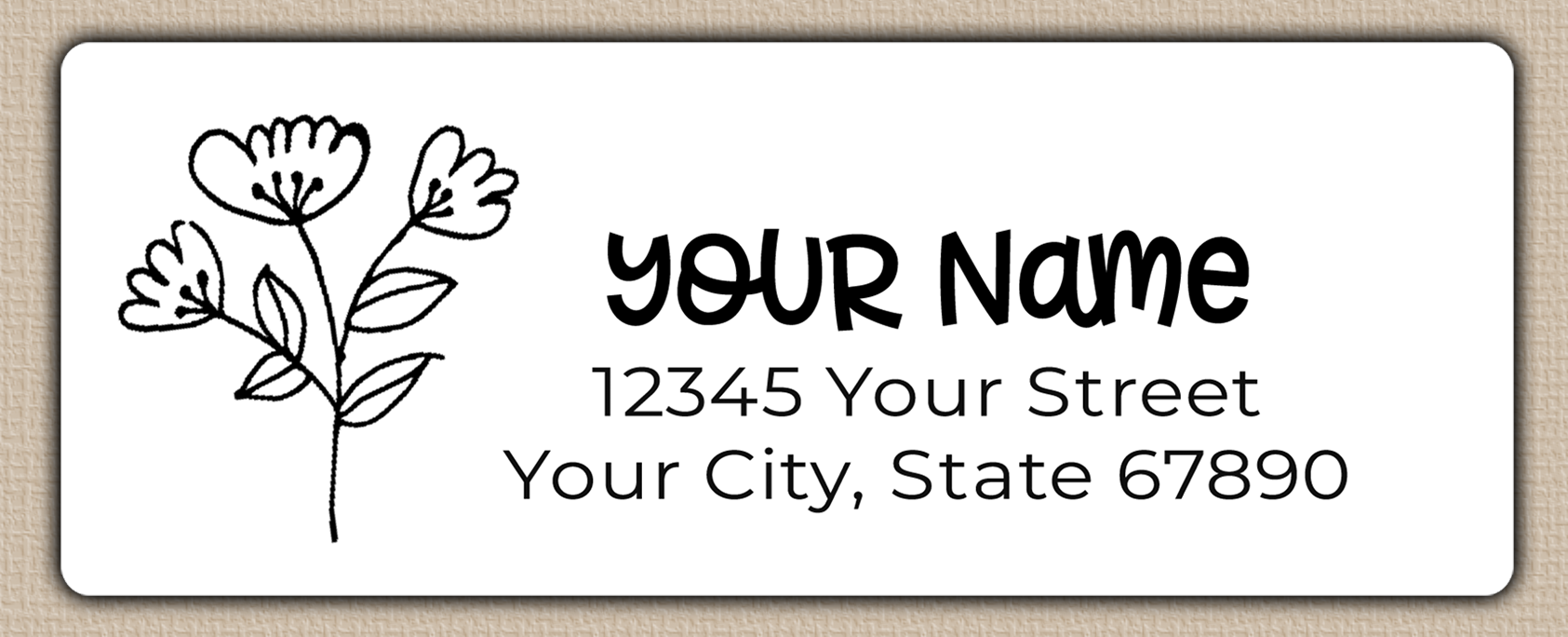 White Rustic Line Art Flowers Return Address Labels