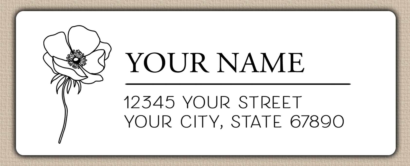 White Poppy Line Art Return Return Address Labels
