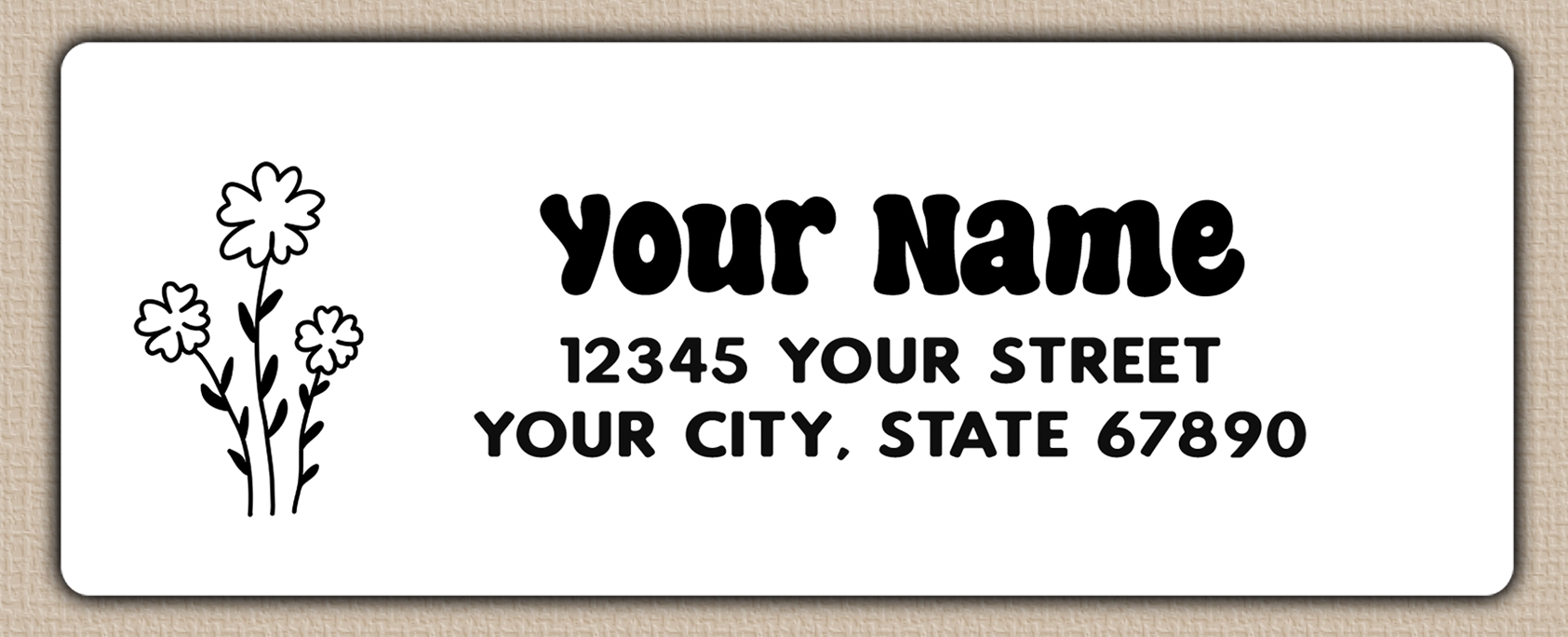 White Simple Line Art Flower Return Address Labels