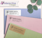 Poppy Line Art Return Address Labels on envelopes