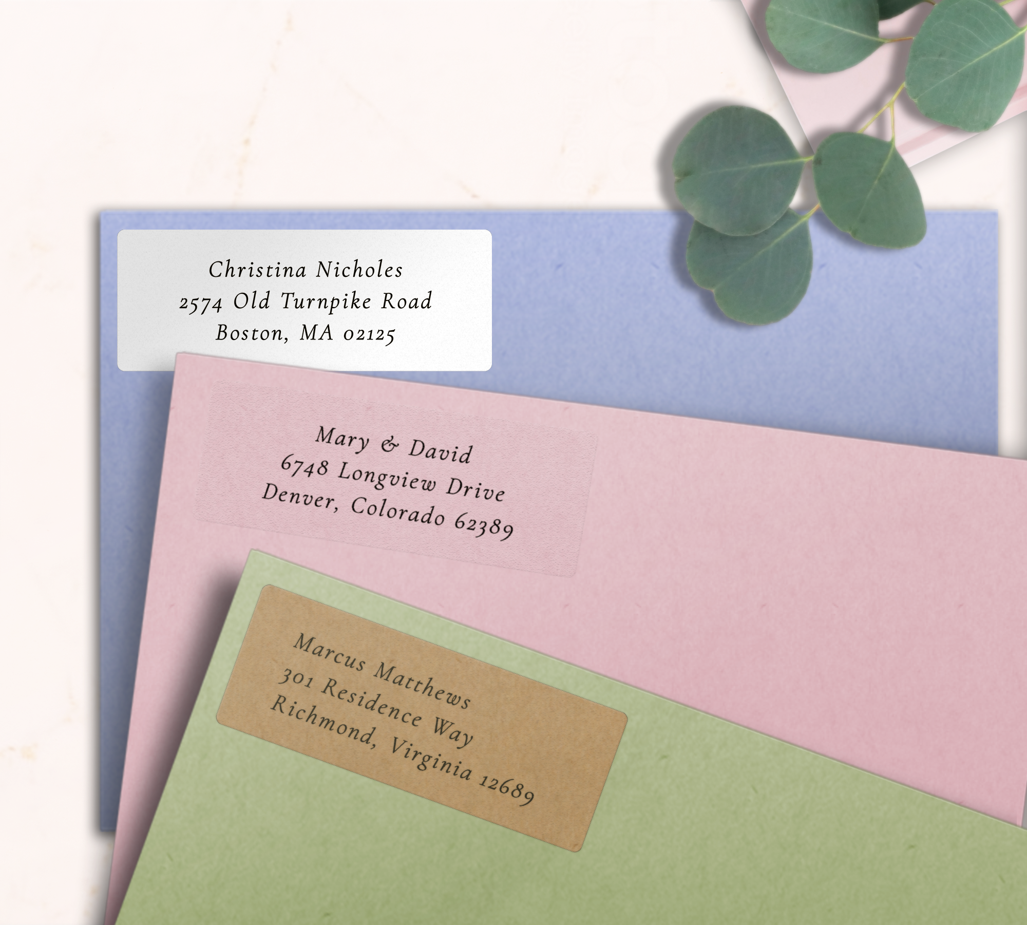 Classic Wedding Script Return Address Labels on Evelopes