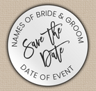 White Glossy Modern Script Save The Date Seals