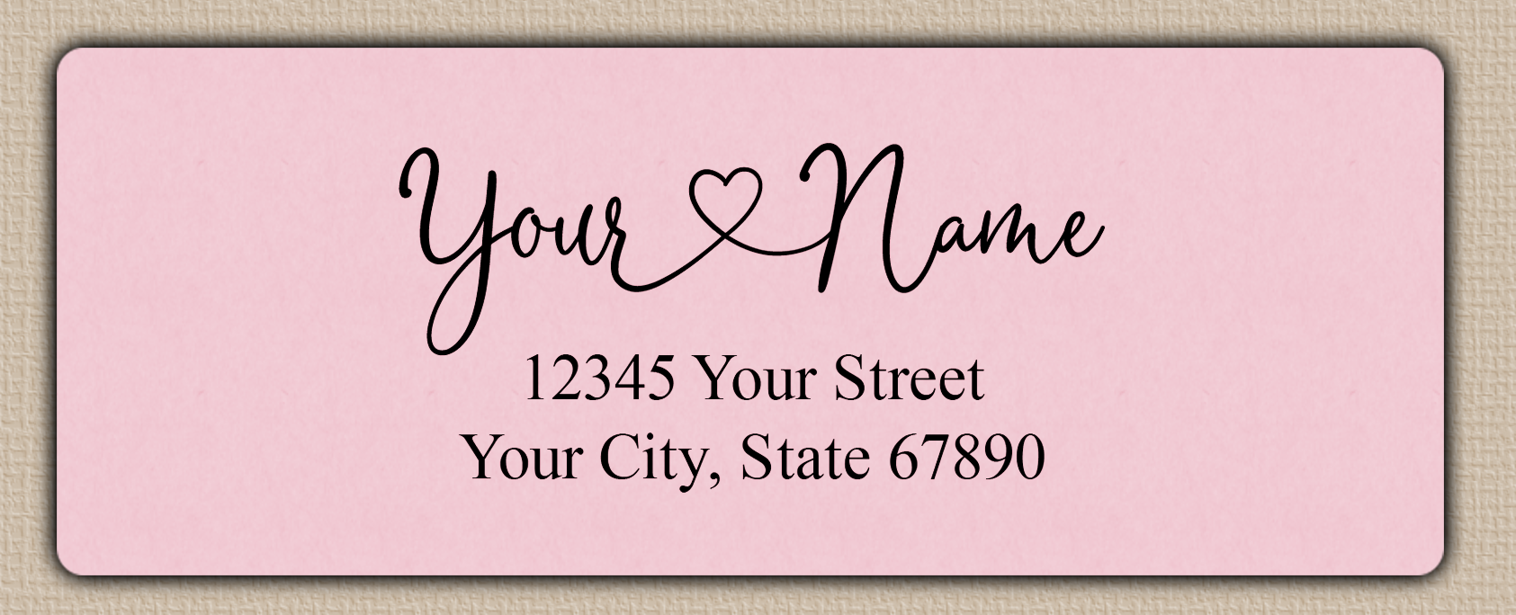 Pink Graceful Heart Script Return Address Labels