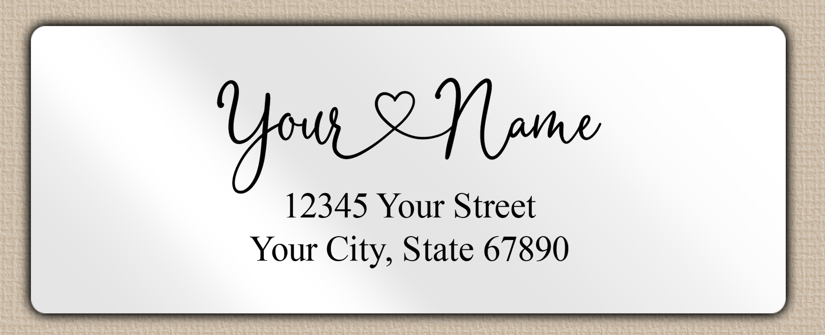 White Glossy Graceful Heart Script Return Address Labels
